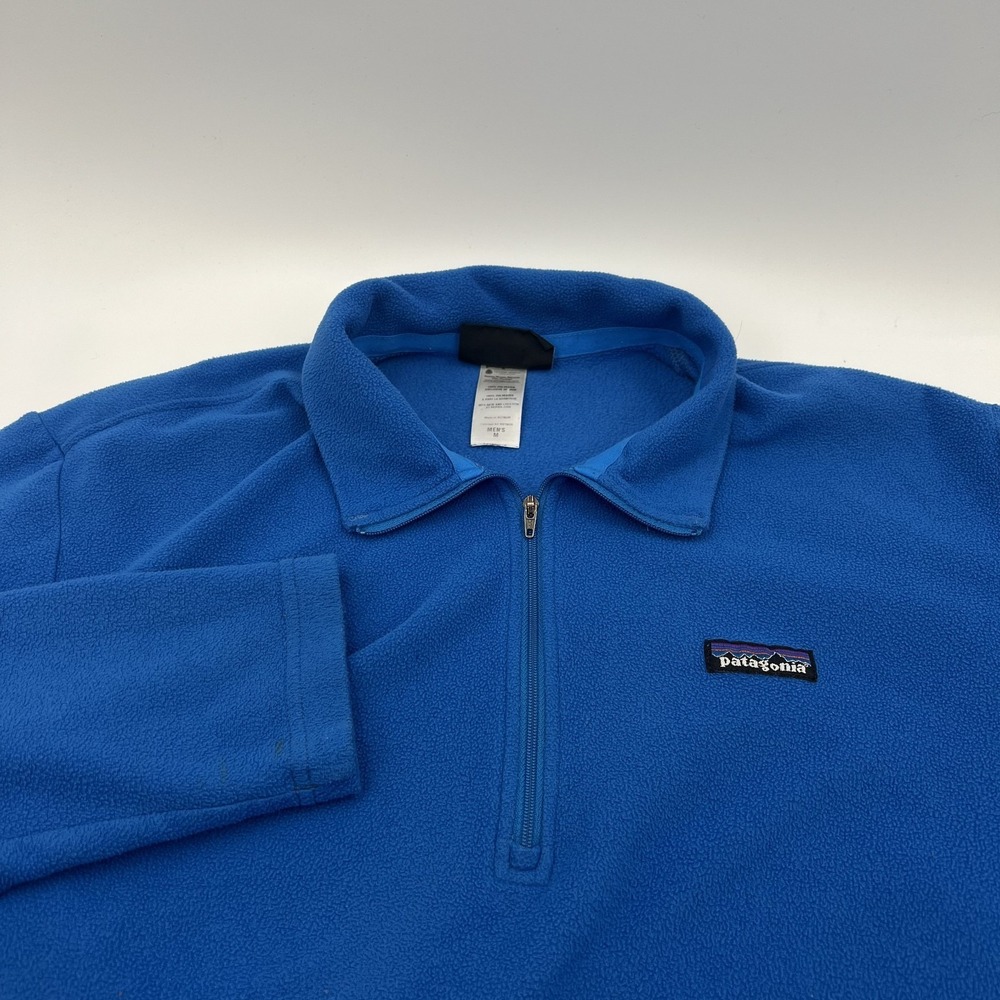 Patagonia Micro D 1/4 Zip Mens M Outdoor Hiking Fleece LS Blue 26267 *FLAW